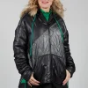 Metallic Zip Up Jacket in Ortoclasio Black / Silver