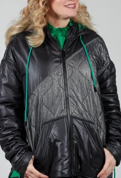 Metallic Zip Up Jacket in Ortoclasio Black / Silver