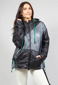 Metallic Zip Up Jacket in Ortoclasio Black / Silver