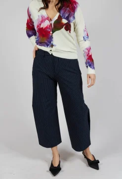 Mi Nority Trousers in Navy Pinstripe