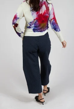 Mi Nority Trousers in Navy Pinstripe