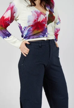 Mi Nority Trousers in Navy Pinstripe