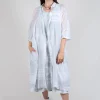 Midi Cotton Shirt Dress in Grey Print