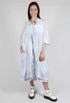 Midi Cotton Shirt Dress in Grey Print