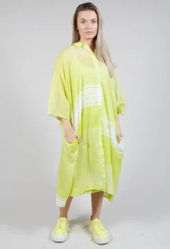 Midi Cotton Shirt Dress in Sun Print