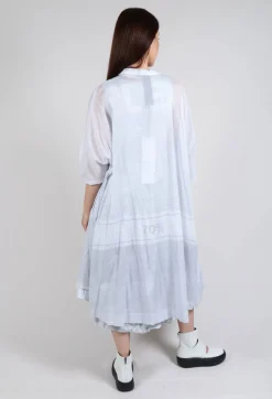 Midi Cotton Shirt Dress in Grey Print