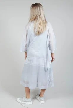 Midi Cotton Shirt Dress in Grey Print