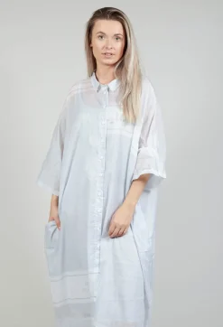 Midi Cotton Shirt Dress in Grey Print