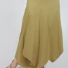 Midi Skirt with Asymmetric Tulip Hem in Green