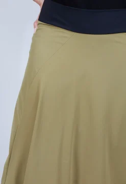 Midi Skirt with Asymmetric Tulip Hem in Green