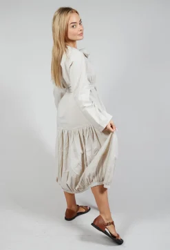 Midi Smock Dress in Beige