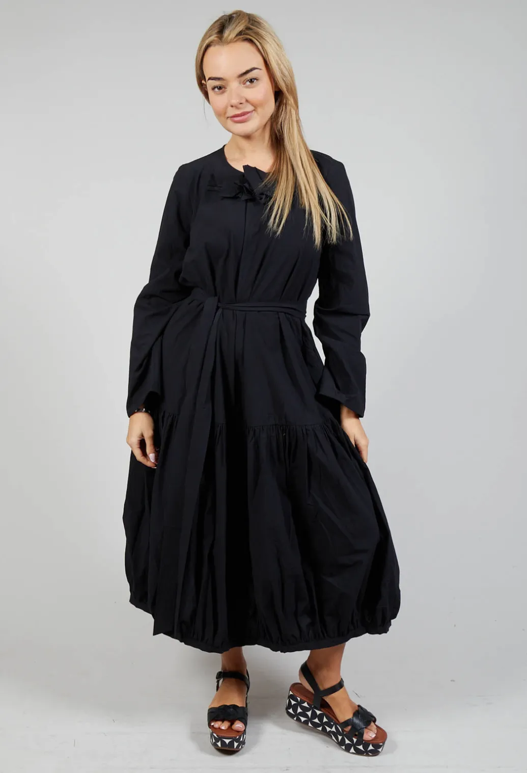 Midi Smock Dress in Black