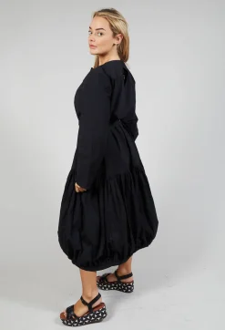Midi Smock Dress in Black