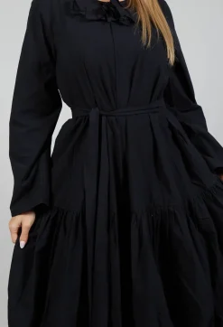 Midi Smock Dress in Black