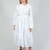 Midi Smock Dress in White