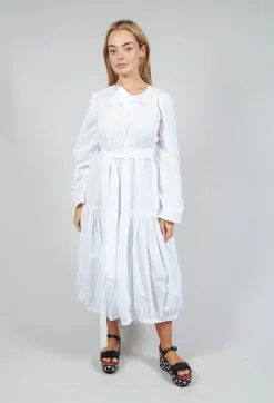 Midi Smock Dress in White