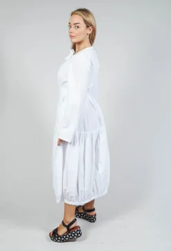Midi Smock Dress in White