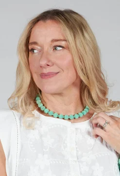 Mint Springwire Woven Ball Necklace