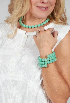 Mint Springwire Woven Ball Bracelet