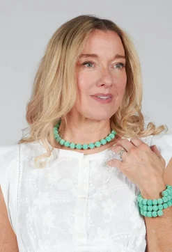 Mint Springwire Woven Ball Necklace