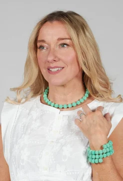 Mint Springwire Woven Ball Bracelet