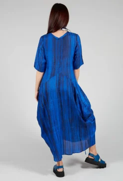 Miriam Dress Round Neck in Blue and Cobalt