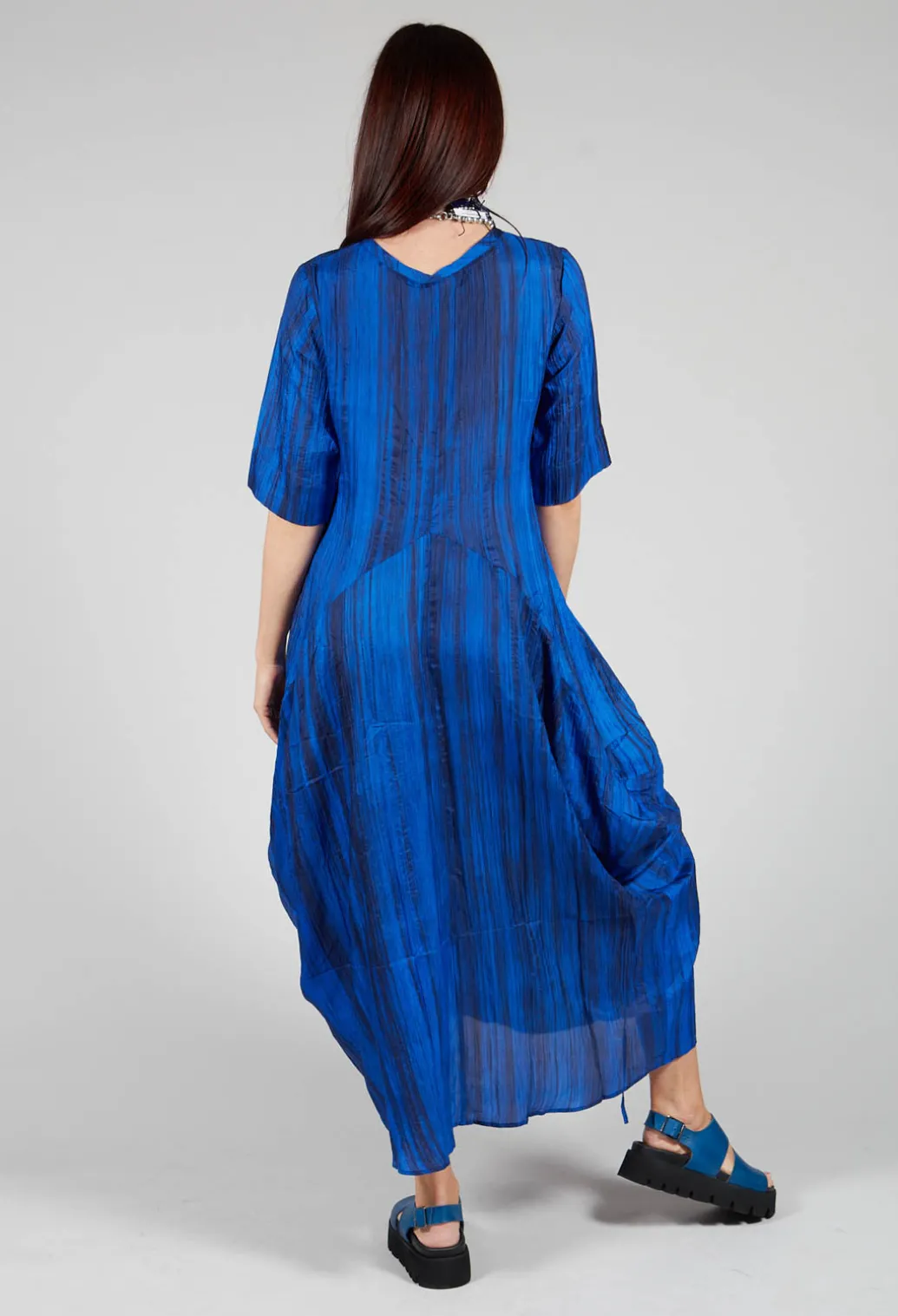 Miriam Dress Round Neck in Blue and Cobalt
