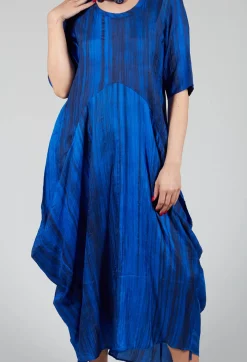 Miriam Dress Round Neck in Blue and Cobalt