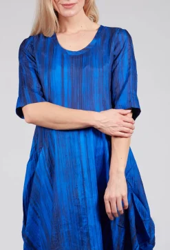 Miriam Dress Round Neck in Blue and Cobalt