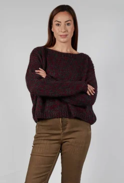 Mixed Knit Jumper in Red Anthracite