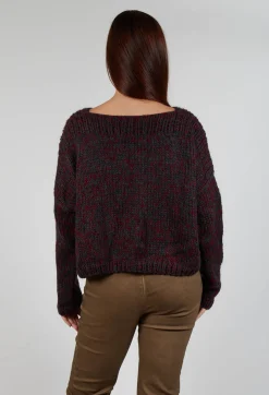 Mixed Knit Jumper in Red Anthracite