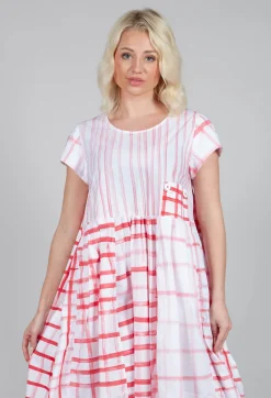Mixed Print Picnic Dress in Red
