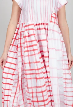 Mixed Print Picnic Dress in Red