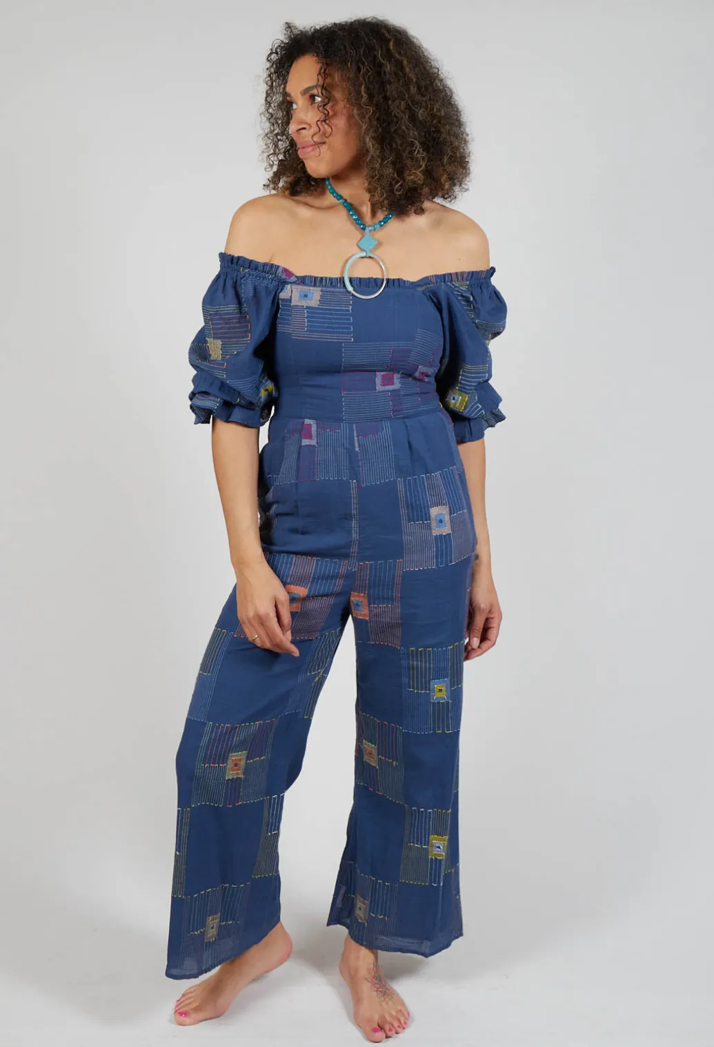Molly Handwoven Jumpsuit in Indigo