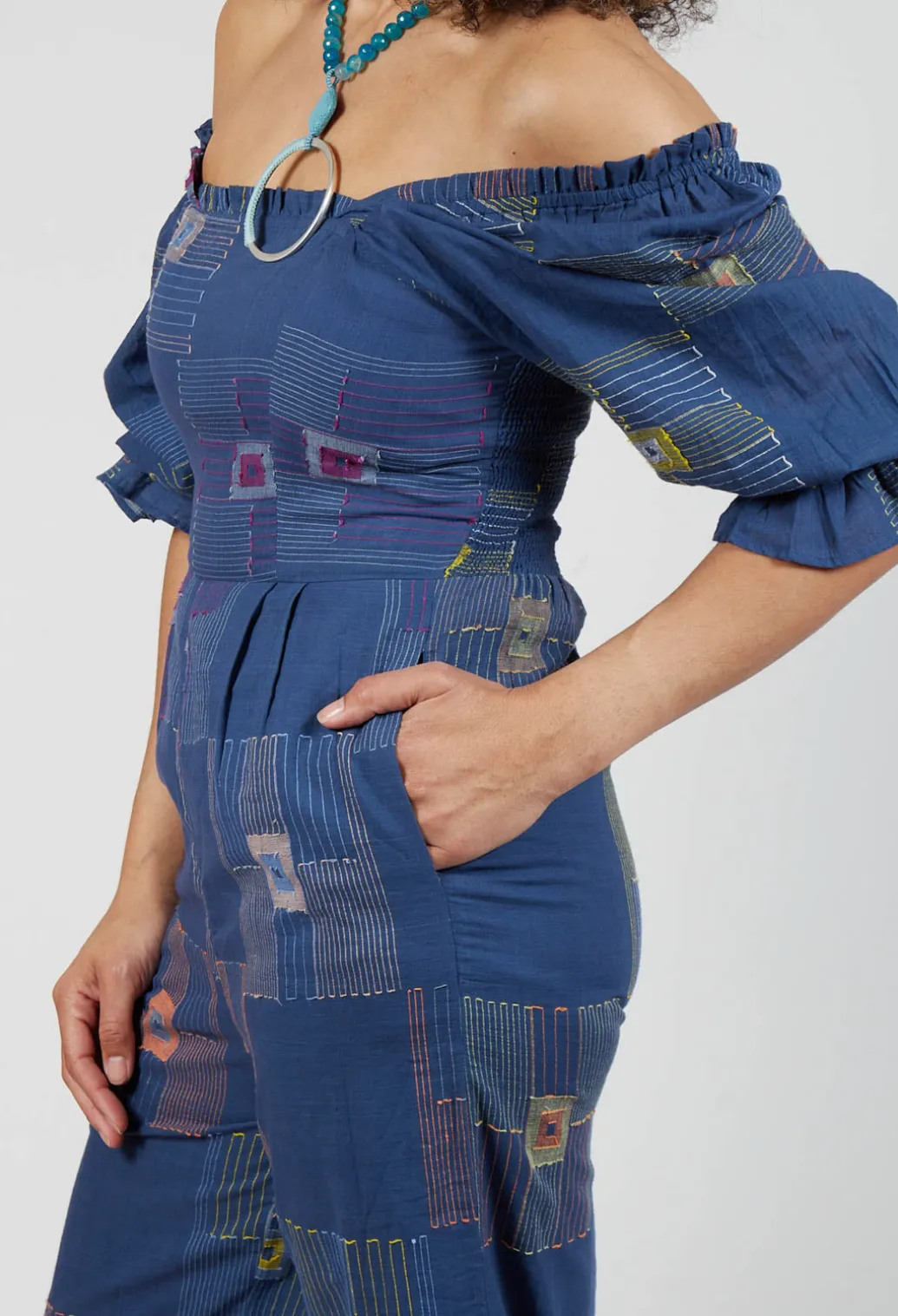 Molly Handwoven Jumpsuit in Indigo