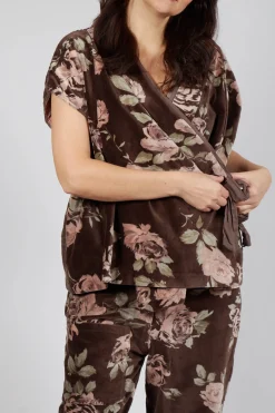 Monet Top in Velour Fleur Chocolat
