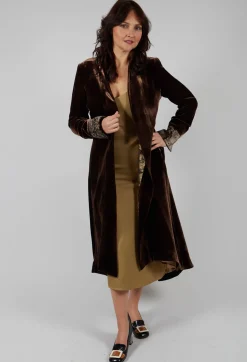 Morgana Embroidery Coat in Brown