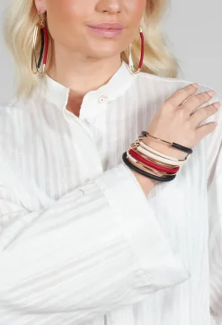 Multi Strand Bangle in Red and Black