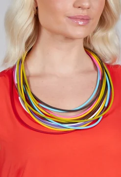 Multi Strand Rubber Necklace in Multicolour