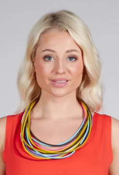 Multi Strand Rubber Necklace in Multicolour