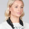 Multistrand Beaded Necklace in Black and White