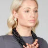 Multistrand Beaded Necklace in Black and Orange