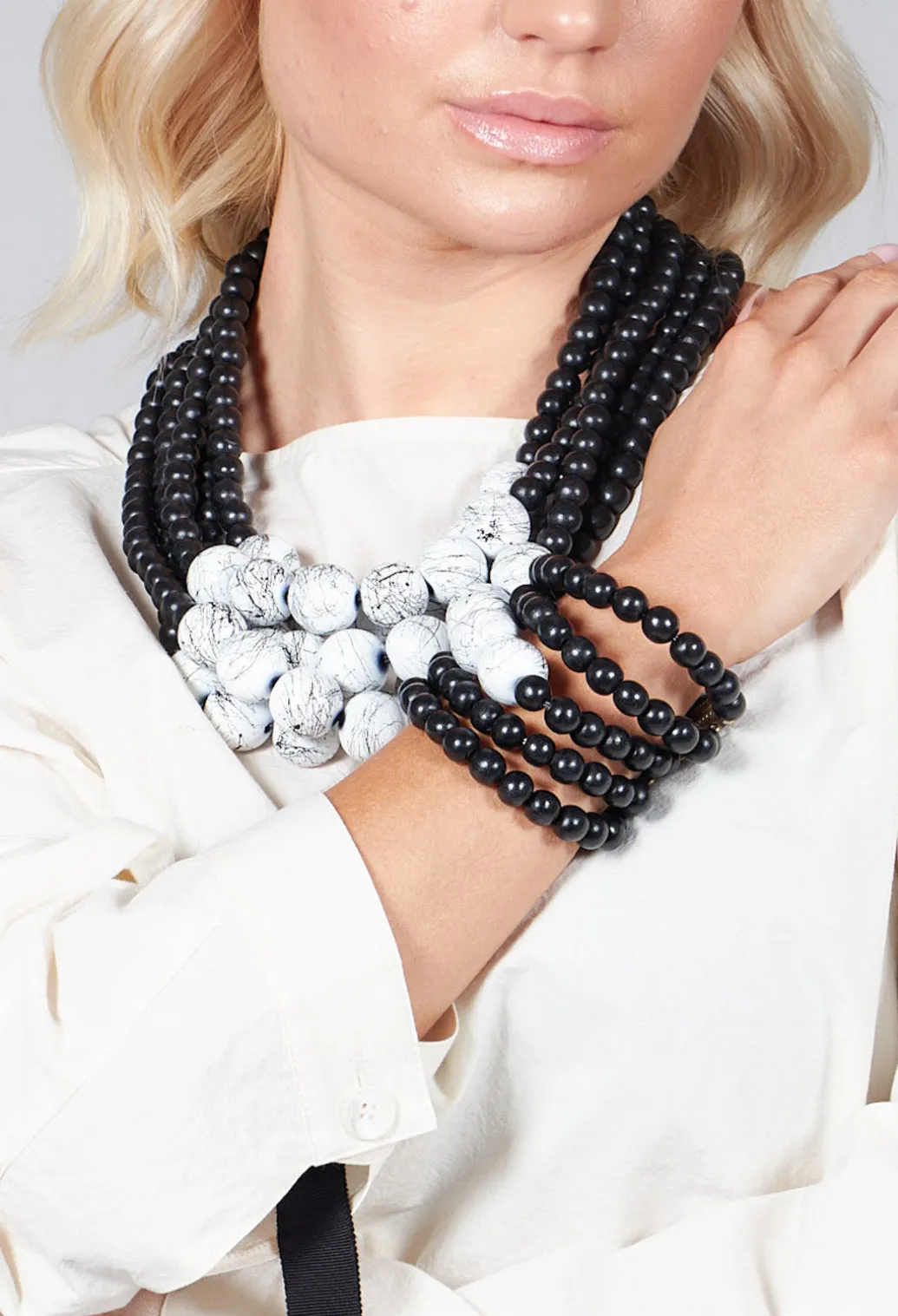 Multistrand Bracelet in Black and White