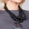 Multistrand Necklace with Metallic Purple Pendant