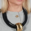 Multistrand Necklace with Bronze Pendant