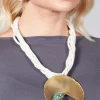 Multistrand Necklace with Large Pendant and Gem