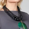 Multistrand Necklace with Metallic Green Pendant
