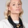 Multistrand Necklace with Beads and Metal Pendants