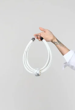 Multistrand Necklace With White Metal Pendant