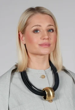 Multistrand Necklace with Bronze Pendant